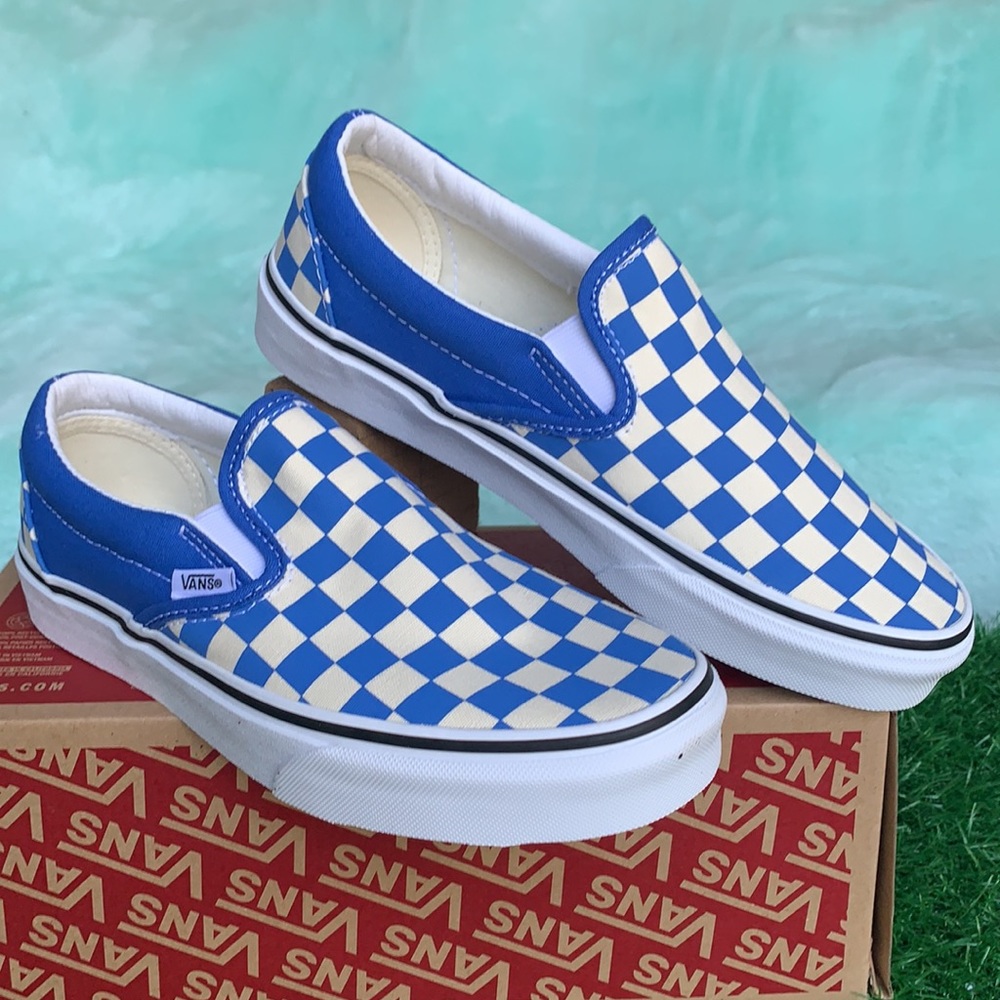 VANS CLASSIC SLIP ON CHKRBRD NEBULAS Bl/Trwht WMNS - Picture 6 of 16